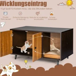 2 in 1 Beistelltisch & Katzenschrank mit Kratzbrett Katzentoilette 90 x 50 x 50 cm