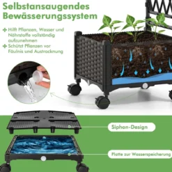 2 in 1 Blumenkasten mit Rankgitter & Hängendem Dach Rosenbogen mit 2 Pflanzkästen Braun