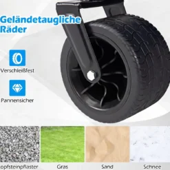 2-in-1 Bollerwagen mit Sitzbank faltbarer Strandwagen mit verstellbarem Schiebe-/Ziehgriff Schwarz