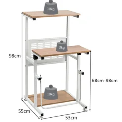 2-in-1-Bürotisch mit Höhenverstellbarer Tischplatte für Präsentationen 55 x 53 x 98 cm