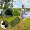 4 in 1 Campingzelt Set für 2 Personen mit Abdeckung und Matratze 194 x 146 x 160 cm Grün