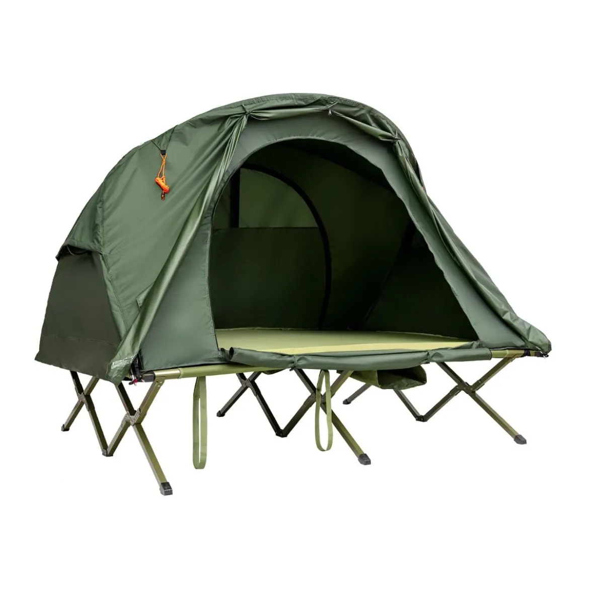4 in 1 Campingzelt Set für 2 Personen mit Abdeckung und Matratze 194 x 146 x 160 cm Grün
