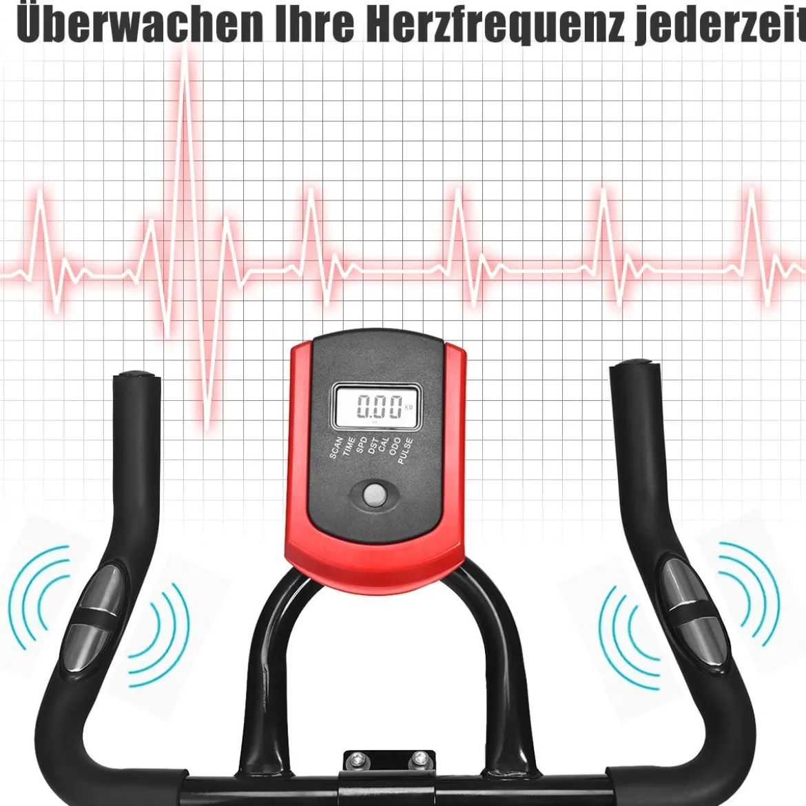 Indoor Fahrrad mit 6KG Schwungrad Heimtrainer Fahrrad LCD-Anzeige Schwarz und Rot