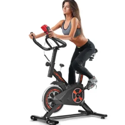Indoor Fahrrad mit 6KG Schwungrad Heimtrainer Fahrrad LCD-Anzeige Schwarz und Rot