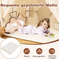 Indoor Spielzelt mit 2 Eingängen & Sternenlichtern & Maschinenwaschbarer Baumwollmatte
