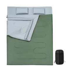 2 in 1 Doppelschlafsack Einzelschlafsack XL Deckenschlafsack mit 2 Kissen 220 x 150 cm