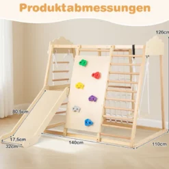 8-in-1 Dschungel-Gymnastikset hölzerne Montessori-Kletterspielzeuge mit Kletterstangen Mehrfarbig/Natur