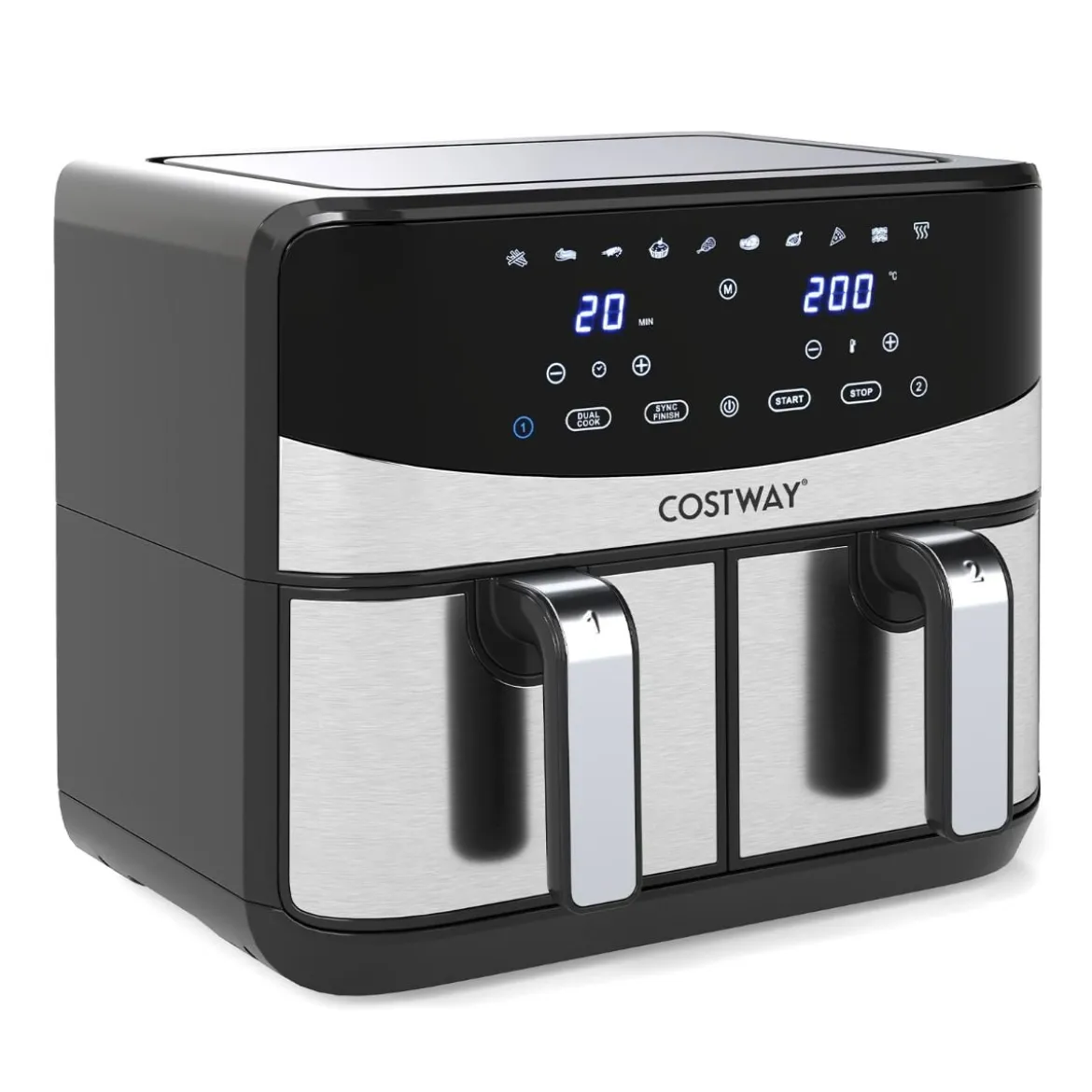 10 in 1 Dual Zone Air Fryer 85 L Heißluftfritteuse mit Sichtfenster & Touchscreen Spülmaschinenfest