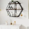 Industrielle Hexagon Wandregal 3-stufiges dekorative schwebende Regal mit Haken Rustikal