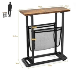 Industrieller Beistelltisch 2-stufiger schmaler Sofatisch 48 x 18 x 54,5 cm Braun + Schwarz
