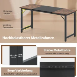 Industrieller Konferenztisch mit Metallrahmen Rechteckiger Computertisch Arbeitstisch