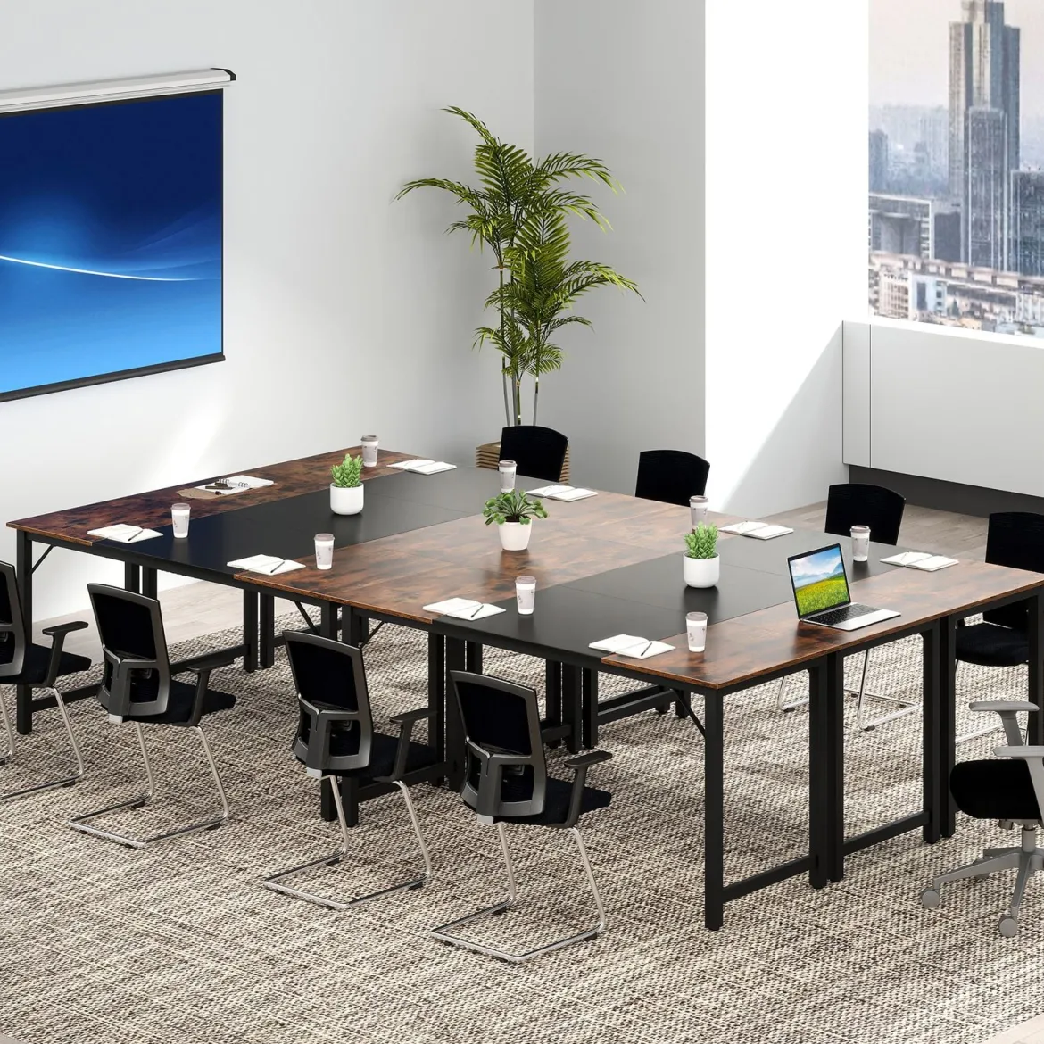 Industrieller Konferenztisch mit Metallrahmen Rechteckiger Computertisch Arbeitstisch