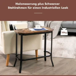 industrieller Sofa-Beistelltisch mit rustikaler Holzmaserung 64 x 32 x 61,5 cm rustikales braun