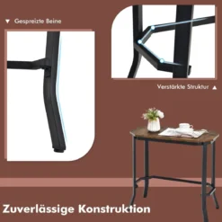 industrieller Sofa-Beistelltisch mit rustikaler Holzmaserung 64 x 32 x 61,5 cm rustikales braun