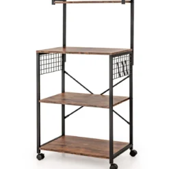 Industrielles Küchenregal 4-Stufiges Lagerregal 60 x 42 x 122 cm Braun
