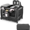 5 in 1 Faltbare Babybett mit Abnehmbarem Stubenwagen & Wickelauflage & Matratze Reisebett Grau