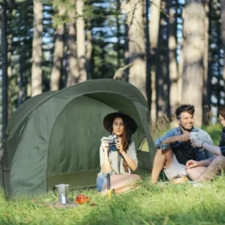4 in 1faltbares Campingzelt für 1 Person mit Abdeckung und Matratze 200 x 87 x 154 cm Grün