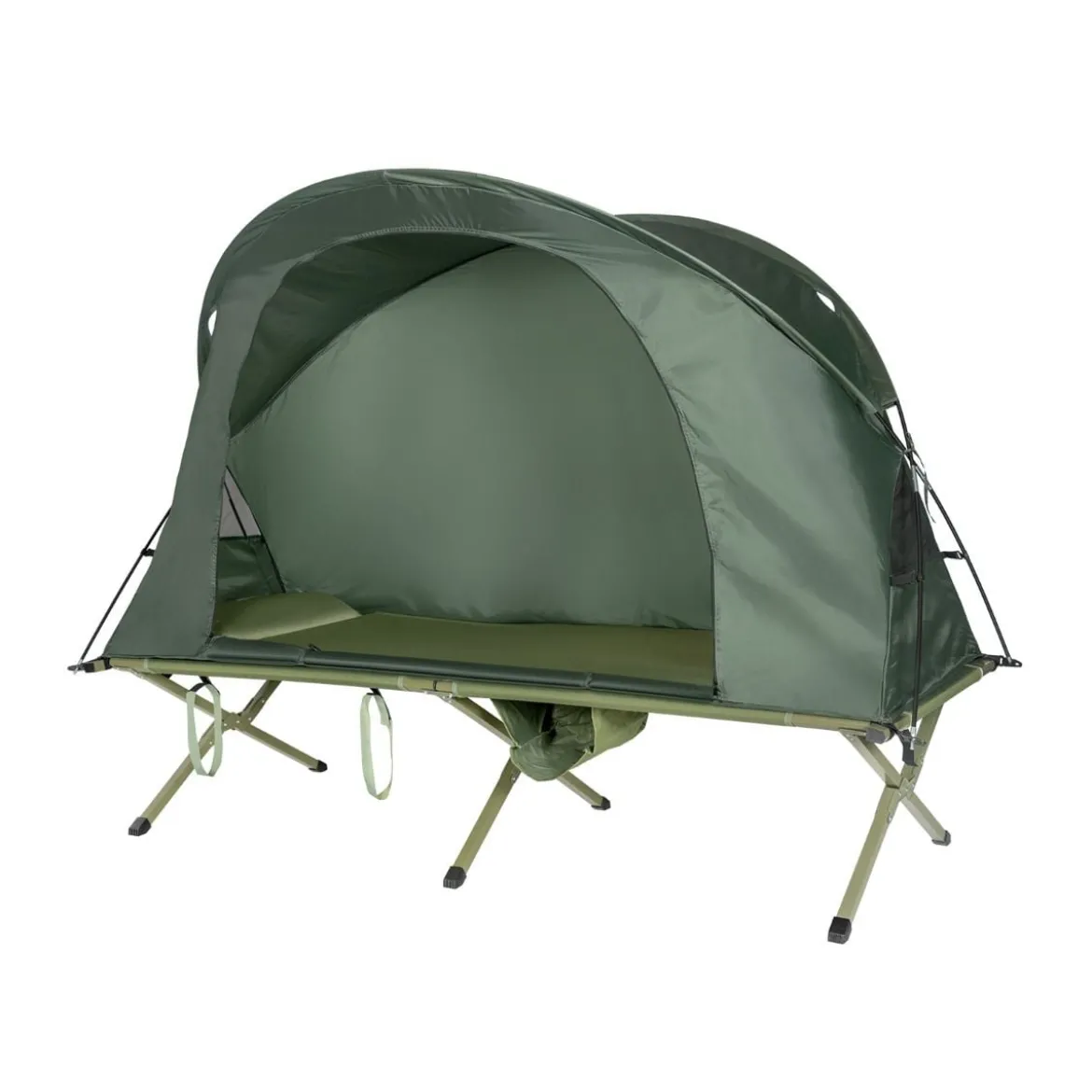 4 in 1faltbares Campingzelt für 1 Person mit Abdeckung und Matratze 200 x 87 x 154 cm Grün