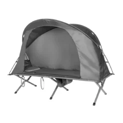 4 in 1 faltbares Outdoorzelt für 1 Person mit Abdeckung und Matratze 200 x 87 x 154 cm Grau