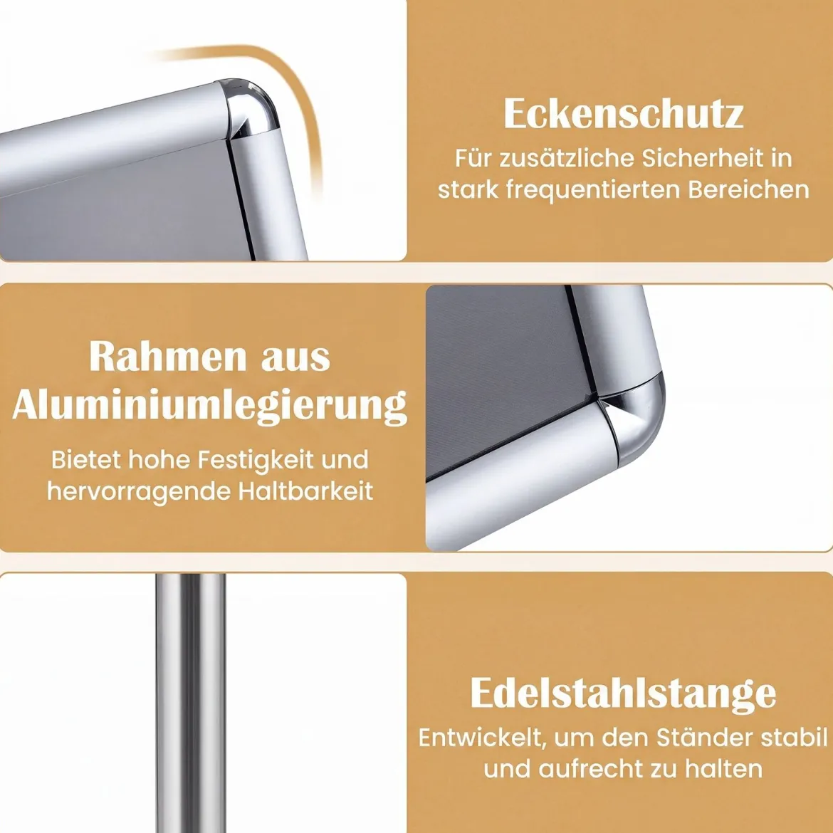 Infoständer A4 81–131 cm Höhenverstellbarer Menükartenhalter Drehbar Plakatständer mit Sockel