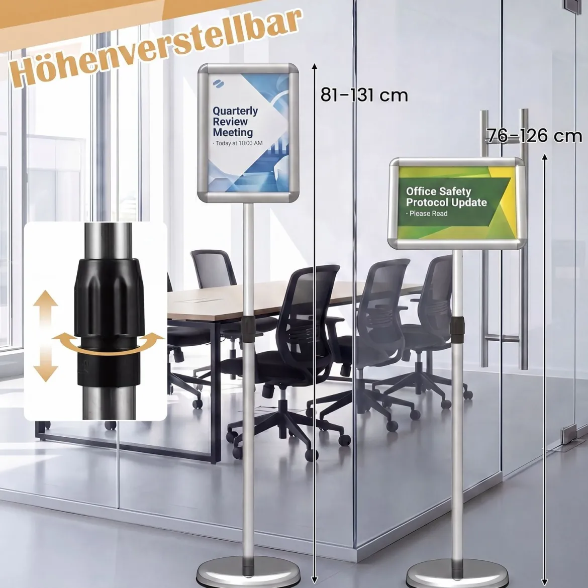Infoständer A4 81–131 cm Höhenverstellbarer Menükartenhalter Drehbar Plakatständer mit Sockel