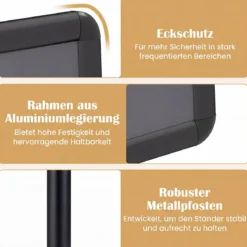 Infoständer A3 87–137 cm Höhenverstellbarer Menükartenhalter Drehbar Plakatständer mit Sockel