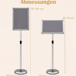 Infoständer A3 87–137 cm Höhenverstellbarer Menükartenhalter Drehbar Plakatständer mit Sockel