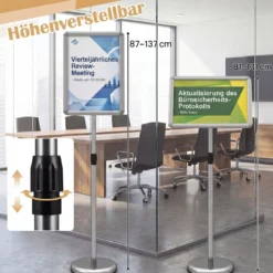 Infoständer A3 87–137 cm Höhenverstellbarer Menükartenhalter Drehbar Plakatständer mit Sockel