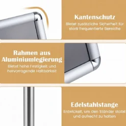 Infoständer A3 87–137 cm Höhenverstellbarer Menükartenhalter Drehbar Plakatständer mit Sockel