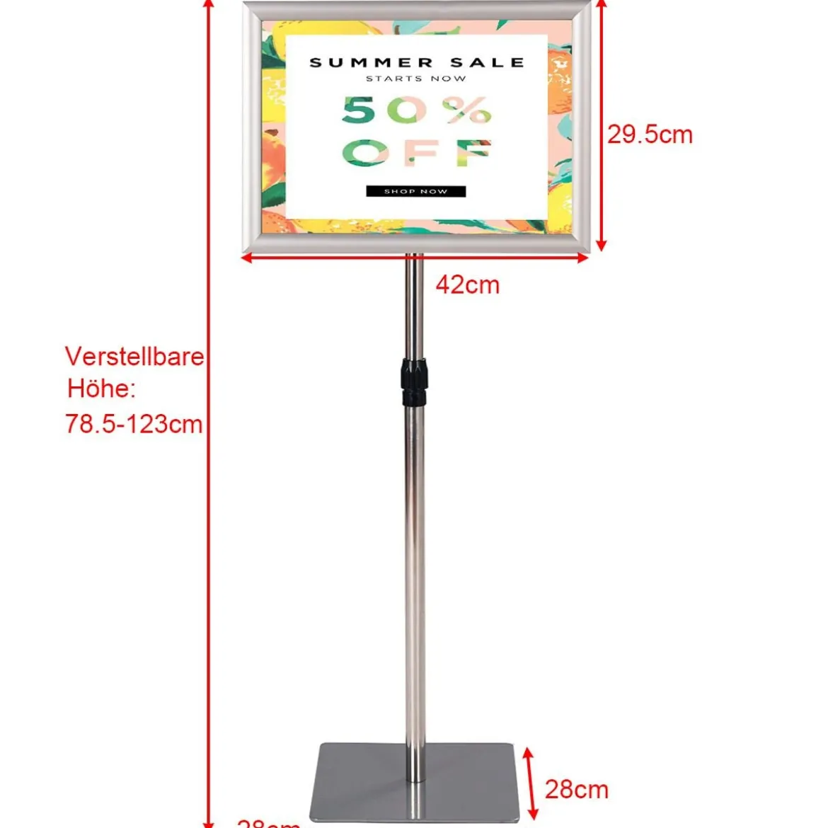 Infoständer A3 2er Set Informationsständer höhenverstellbar Plakatständer Kundenstopper Silber
