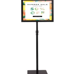 Infoständer A3 Höhenverstellbarer Abnehmbarer Plakatständer Plakat Silber/ Schwarz 42 x 29,5 cm