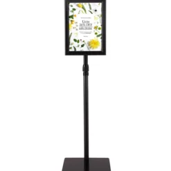 Infoständer DIN A4 Höhenverstellbarer Abnehmbarer Plakatständer Plakat Silber/Schwarz 33 x 24 cm