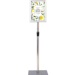Infoständer DIN A4 Höhenverstellbarer Abnehmbarer Plakatständer Plakat Silber/Schwarz 33 x 24 cm