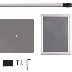 Infoständer DIN A4 Höhenverstellbarer Abnehmbarer Plakatständer Plakat Silber/Schwarz 33 x 24 cm