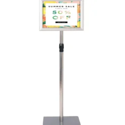 Infoständer DIN A4 Höhenverstellbarer Abnehmbarer Plakatständer Plakat Silber/Schwarz 33 x 24 cm