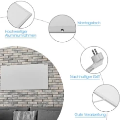Infrarotheizung Elektrische Wandheizung Konvektorheizung Überhitzungsschutz Heizkörper für Büro Hause 122 x 62 x 1,5cm