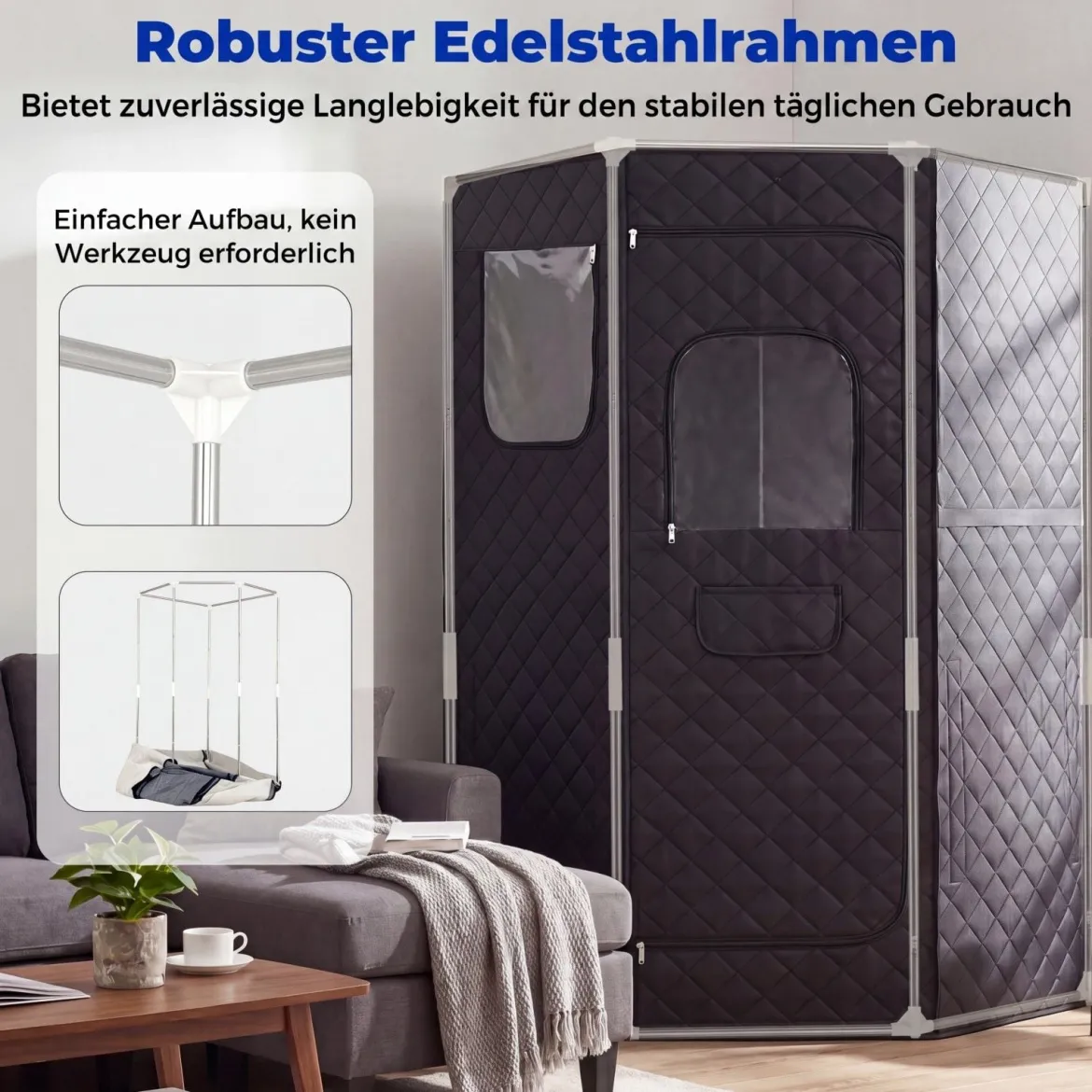 Infrarotsauna Klappbar Saunazelt mit Carbonfaser-Heizung Heimsauna mit Fernbedienung