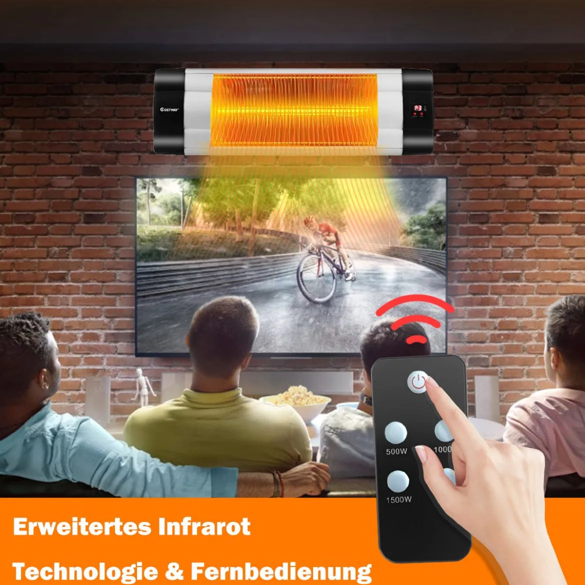 Infrarot-Wandheizung elektrische Terrassenheizung mit Fernbedienung 61 x 18,5 x 9 cm