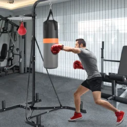 2 in 1 Freistehender Boxsackständer mit Boxsack & Höhenverstellbarem Speedball Boxsackhalterung