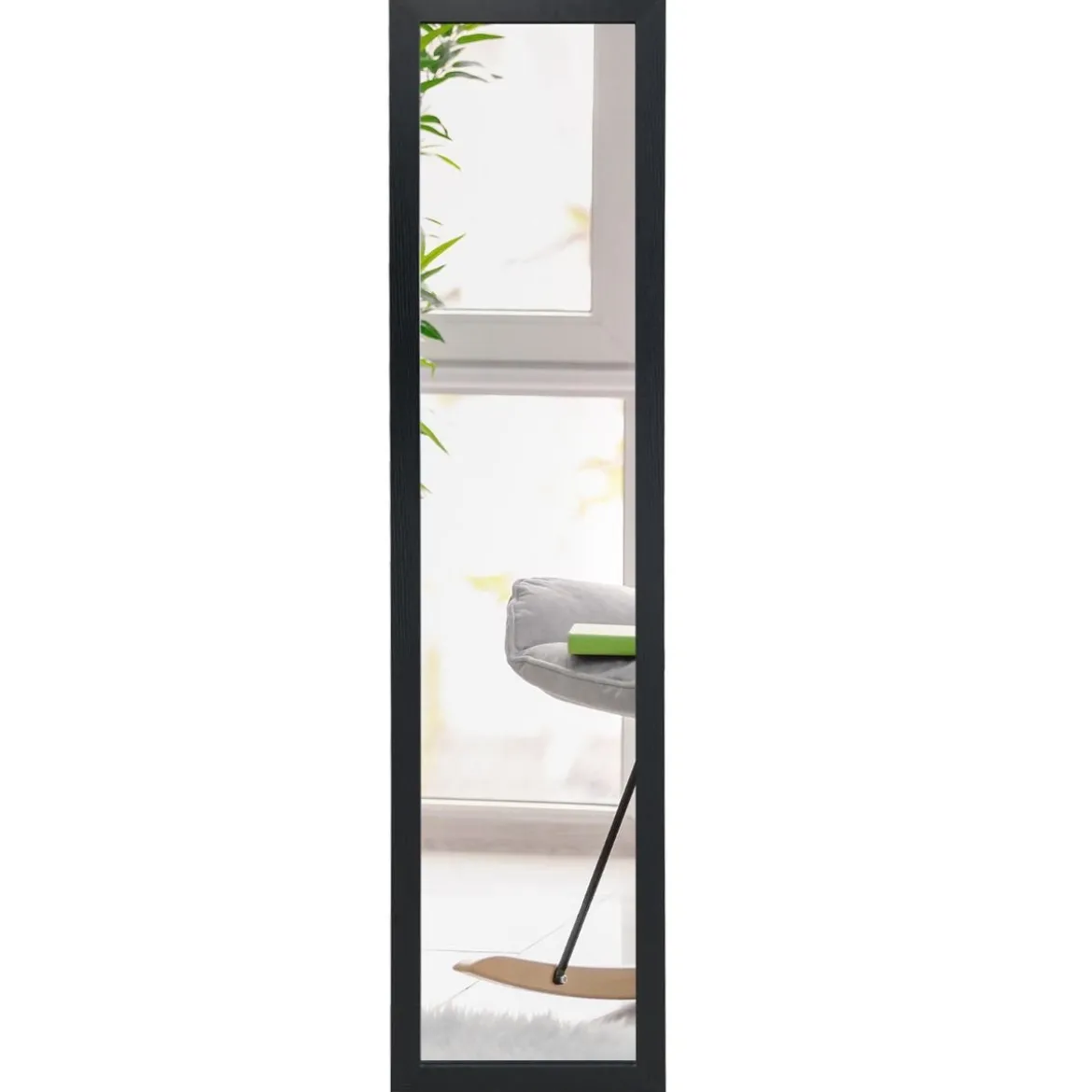 2 in 1 Ganzkörper-Spiegel Ganzkörperspiegel mit Holzrahmen 37 x 155 cm schwarz