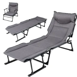 3 in 1 Gartenliege mit Kopfstütze & Verstellbarer Rückenlehne Klappbare Sonnenliege 180 x 67,5 x 37 cm