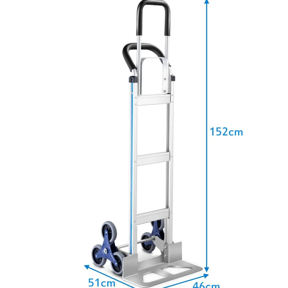 2-in-1-Handkarren aus Aluminium umwandelbarer Transportwagen zum Treppensteigen 152 x 51 x 46 cm