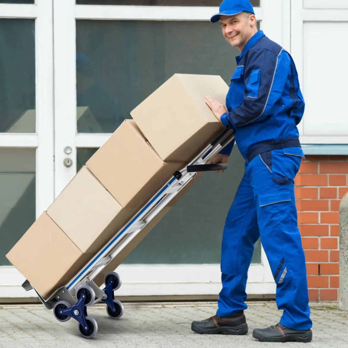 2-in-1-Handkarren aus Aluminium umwandelbarer Transportwagen zum Treppensteigen 152 x 51 x 46 cm