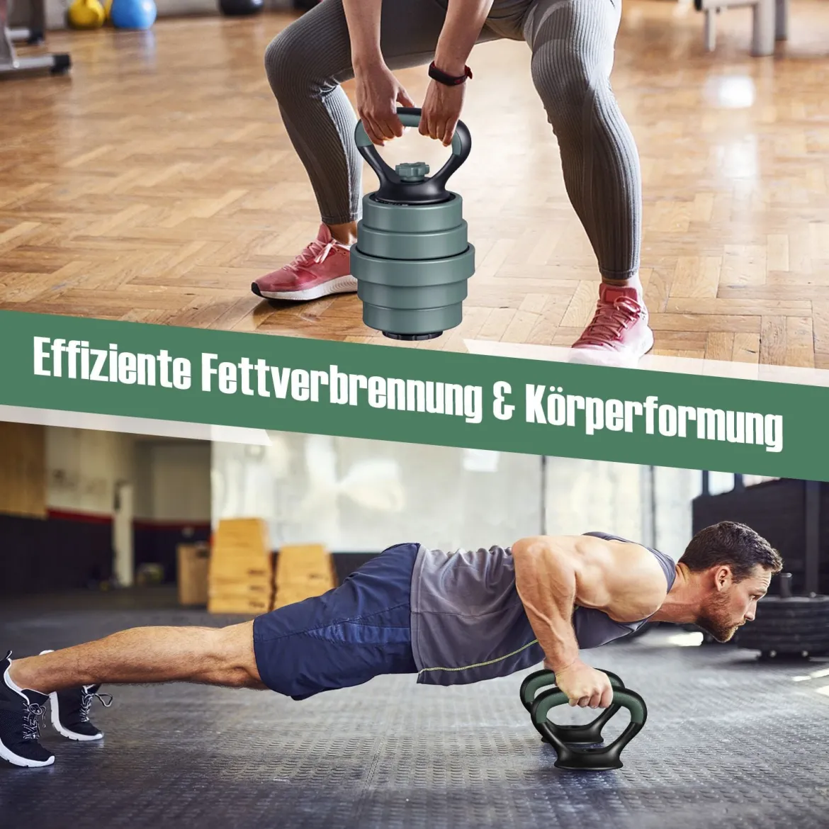 4 in 1 Hanteln Set 20 kg Verstellbares Hantelset inkl. Kunzhantel & Langhantel & Kettlebells