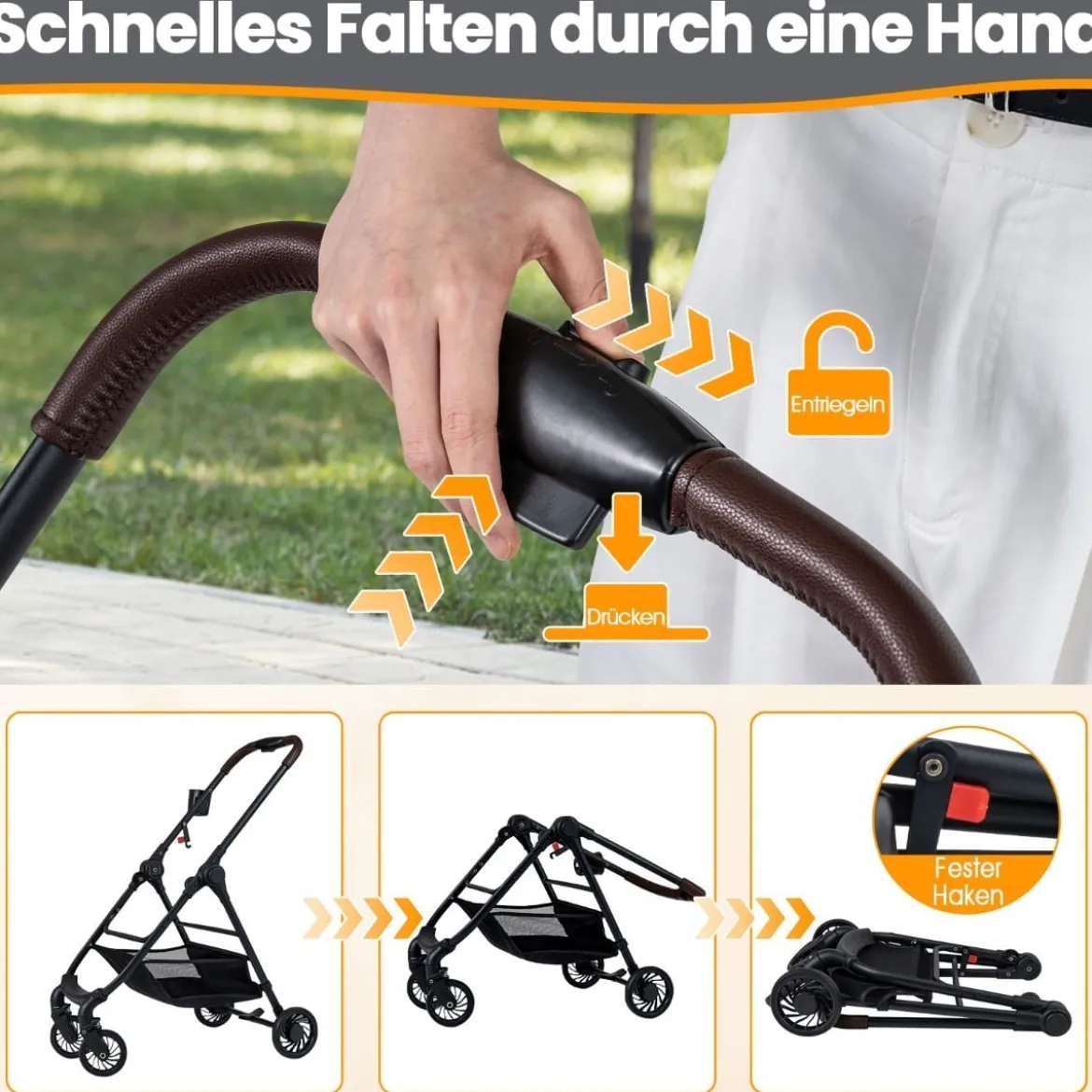 3 in 1 Haustierbuggy mit Abnehmbarem Träger & Verstellbarem Netzdach Hundebuggy Schwarz