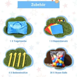 7-in-1 Hüpfburg Aufblasbare Springburg mit Rutsche 30 Bällen 360 x 300 x 235cm