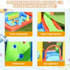 7-in-1 Hüpfburg Aufblasbare Springburg mit Rutsche 30 Bällen 360 x 300 x 235cm