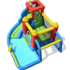 7 in 1 Hüpfburg und 450W Gebläse Kombination mit Wasserrutsche Outdoor Bouncer Spielpool mit Luftgebläse 350x315x245cm