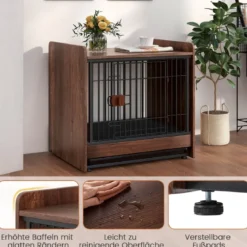 2 in 1 Hundekäfig Nachttish mit Abschließbarer Tür & Abnehmbarem Tablett Tierkäfig Hundebox