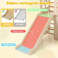 8-in-1 Indoor Spielplatz Holz mit Rutsche & Kletterleiter & Kletterrampe Kinder Rutsche mit Klettergerüst